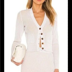 Anine Bing Women's M Layla Cardigan in Ivory and Camel